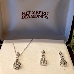 Lovely Helzberg Diamonds white gold and diamond necklace and earring set